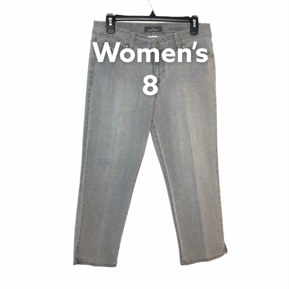 Women’s Jordashe 8 M Medium Jeans Capri Gray Denim Straight Crop Stretch EUC